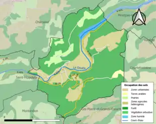 Carte en couleurs présentant l'occupation des sols.