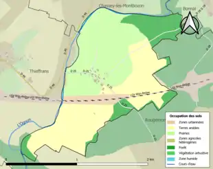 Carte en couleurs présentant l'occupation des sols.