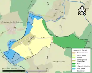 Carte en couleurs présentant l'occupation des sols.