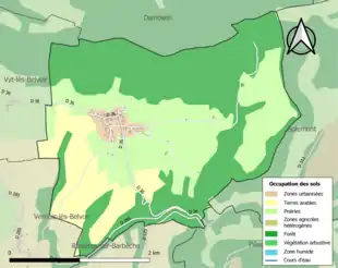 Carte en couleurs présentant l'occupation des sols.