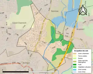 Carte en couleurs présentant l'occupation des sols.