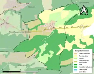 Carte en couleurs présentant l'occupation des sols.