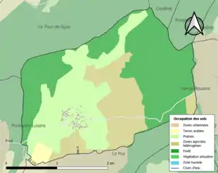 Carte en couleurs présentant l'occupation des sols.