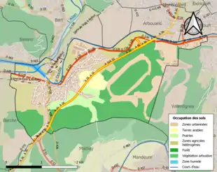 Carte en couleurs présentant l'occupation des sols.