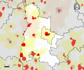 Localisation de l'aire d'attraction de Die dans le département de la Drôme.