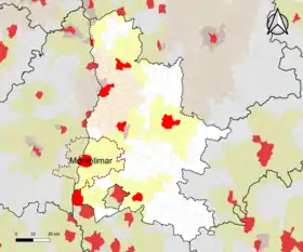 Localisation de l'aire d'attraction de Montélimar dans le département de la Drôme.