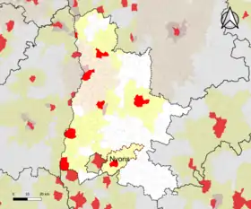 Localisation de l'aire d'attraction de Nyons dans le département de la Drôme.