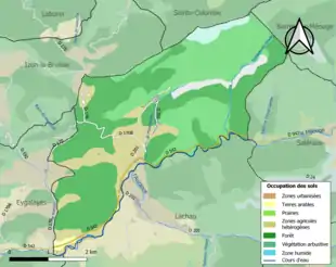 Carte en couleurs présentant l'occupation des sols.