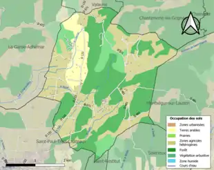 Carte en couleurs présentant l'occupation des sols.