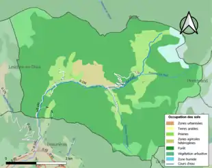 Carte en couleurs présentant l'occupation des sols.