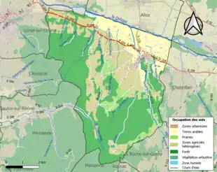 Carte en couleurs présentant l'occupation des sols.