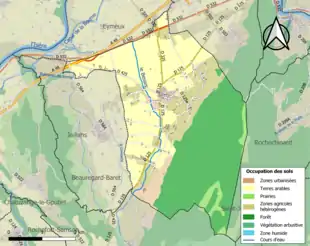 Carte en couleurs présentant l'occupation des sols.