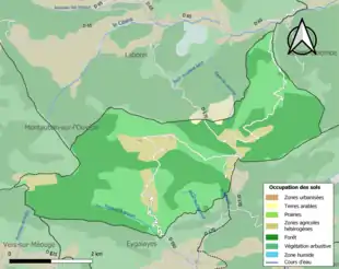 Carte en couleurs présentant l'occupation des sols.