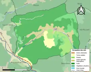 Carte en couleurs présentant l'occupation des sols.