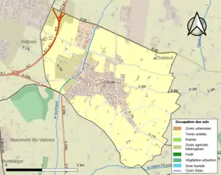 Carte en couleurs présentant l'occupation des sols.