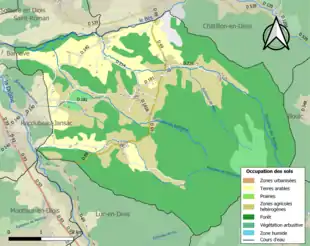 Carte en couleurs présentant l'occupation des sols.