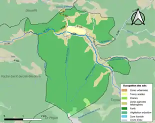 Carte en couleurs présentant l'occupation des sols.