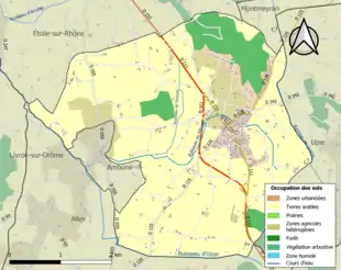 Carte en couleurs présentant l'occupation des sols.