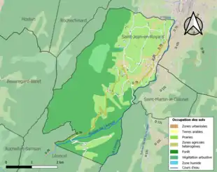 Carte en couleurs présentant l'occupation des sols.