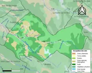 Carte en couleurs présentant l'occupation des sols.