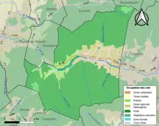 Carte en couleurs présentant l'occupation des sols.