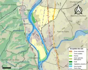 Carte en couleurs présentant l'occupation des sols.