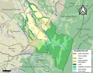 Carte en couleurs présentant l'occupation des sols.