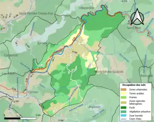 Carte en couleurs présentant l'occupation des sols.