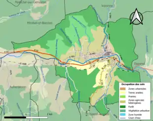 Carte en couleurs présentant l'occupation des sols.