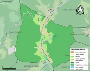 Carte en couleurs présentant l'occupation des sols.