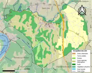 Carte en couleurs présentant l'occupation des sols.