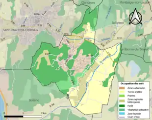 Carte en couleurs présentant l'occupation des sols.