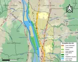 Carte en couleurs présentant l'occupation des sols.