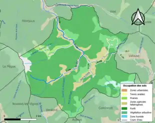 Carte en couleurs présentant l'occupation des sols.