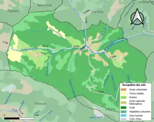 Carte en couleurs présentant l'occupation des sols