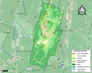 Carte en couleurs présentant l'occupation des sols.