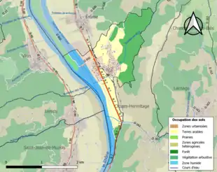 Carte en couleurs présentant l'occupation des sols.