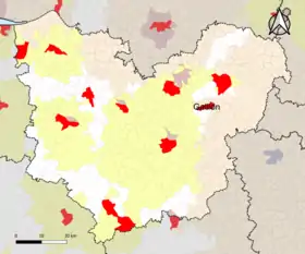 Localisation de l'aire d'attraction de Gaillon dans le département de l'Eure.