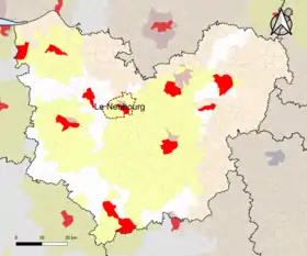 Localisation de l'aire d'attraction du Neubourg dans le département de l'Eure.