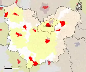 Localisation de l'aire d'attraction de Louviers dans le département de l'Eure.