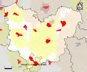 Localisation de l'aire d'attraction de Verneuil d'Avre et d'Iton dans le département de l'Eure.