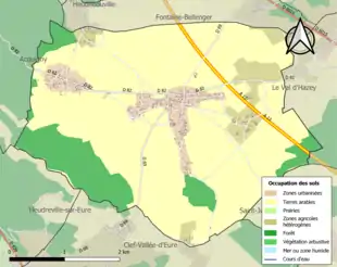 Carte en couleurs présentant l'occupation des sols.