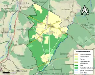 Carte en couleurs présentant l'occupation des sols.