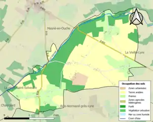 Carte en couleurs présentant l'occupation des sols.