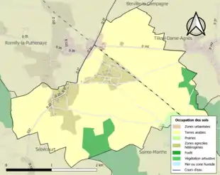 Carte en couleurs présentant l'occupation des sols.