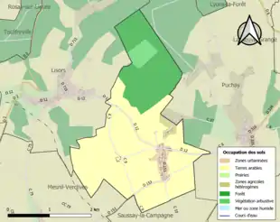 Carte en couleurs présentant l'occupation des sols.