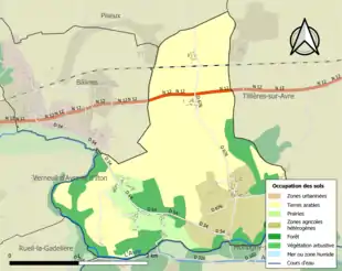 Carte en couleurs présentant l'occupation des sols.