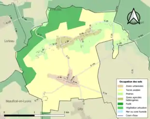 Carte en couleurs présentant l'occupation des sols.