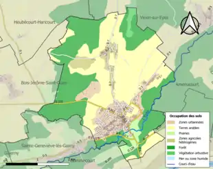 Carte en couleurs présentant l'occupation des sols.