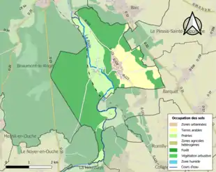 Carte en couleurs présentant l'occupation des sols.